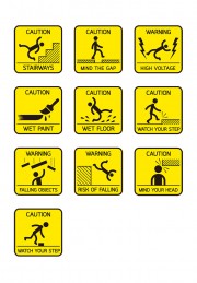 小心台阶警示牌图片矢量