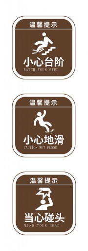 小心台阶安全标识警告牌