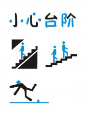 小心台阶安全标识图片素材