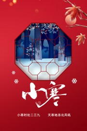 红色小寒节气海报