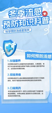 简约冬季预防流行性感冒知识海报