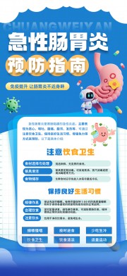 蓝色急性肠胃炎科普知识海报
