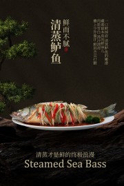 清蒸鲈鱼鲜而不腻美食海报