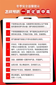 红色简约预防一氧化碳中毒安全提示海报