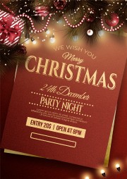 红色欢乐圣诞节晚会邀请函海报