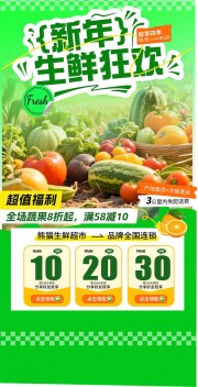 生鲜新年促销海报图片下载