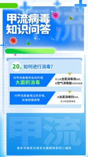 蓝色甲流病毒知识问答宣传海报
