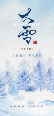 冬季森林主题大雪节气宣传海报