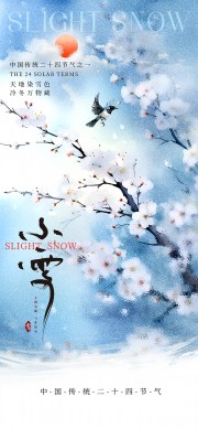 弥散风小雪节气手机宣传海报