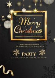 黑金大气圣诞节晚会邀请函海报