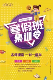 寒假班集训令培训招生海报