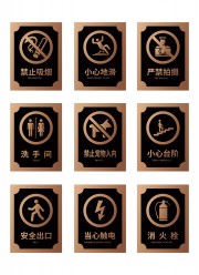 禁止吸烟小心地滑标识警示牌
