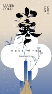 素雅中式风格小寒节气广告