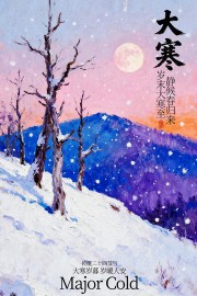 唯美雪景背景大寒中国传统节气海报