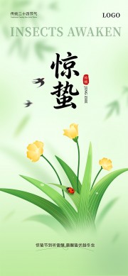 绿色惊蛰节气海报