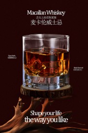 复古风威士忌酒水饮品宣传海报