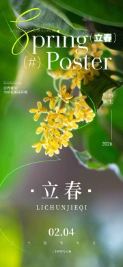 万物新生立春节气摄影风背景长图海报