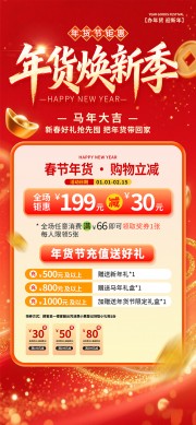 红色喜庆年货节促销海报