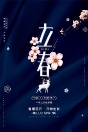 蓝色立春节气广告