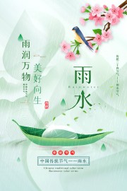 清新风雨水节气广告