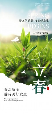 绿色清新立春节气海报