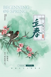 中国风桃花盛开立春时节广告