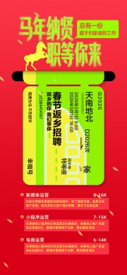 创意马年回乡招聘宣传海报
