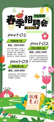 绿色春季招聘会春招展架