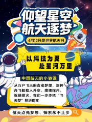 创意世界航天日知识科普小红书海报