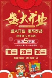 红色盛大开业宣传海报