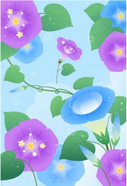 牵牛花插画海报边框背景