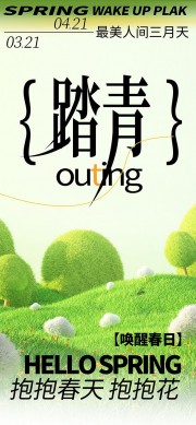 踏青出游唤醒春日宣传海报