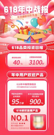 618年中战报直播促销营销长图