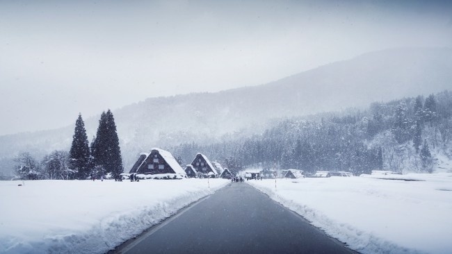 冬季日本白川乡雪景风景图片