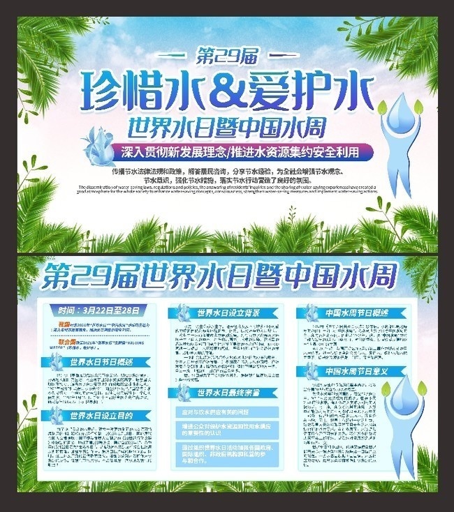 世界水日中国水周节约用水公益展板