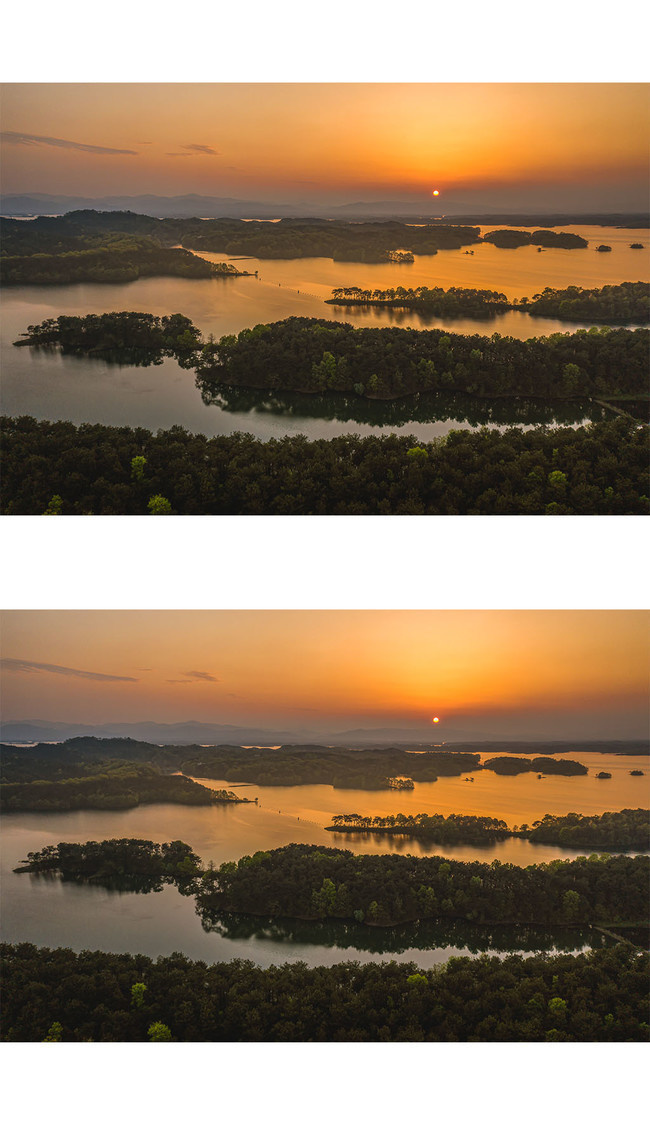 南湾湖夕阳摄影图
