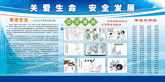 安全漫画安全生产长廊宣传栏图片素材