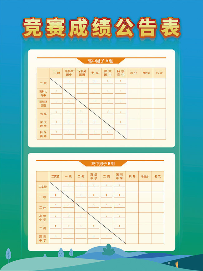 竞赛成绩公布表图片素材
