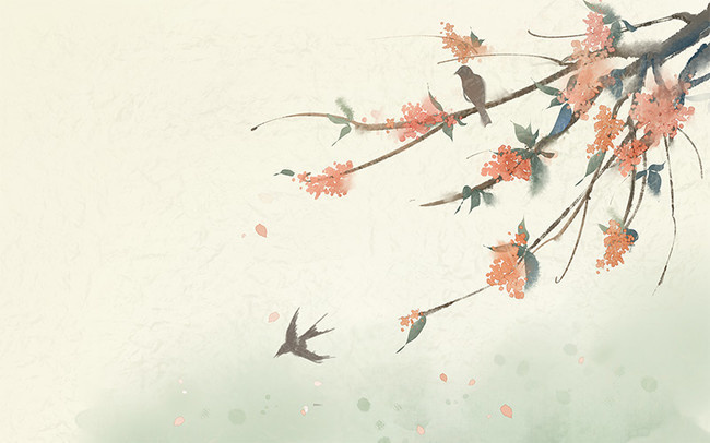 中国风水彩花卉背景图片