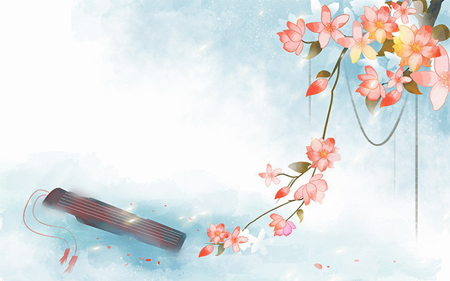 中国风手绘花朵唯美背景图片素材