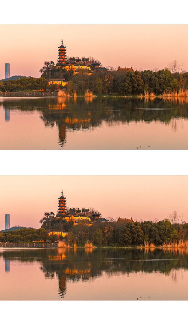 夕阳下金山寺风光图片