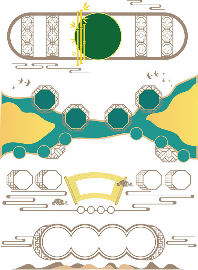 中国风古典边框文化墙背景设计素材