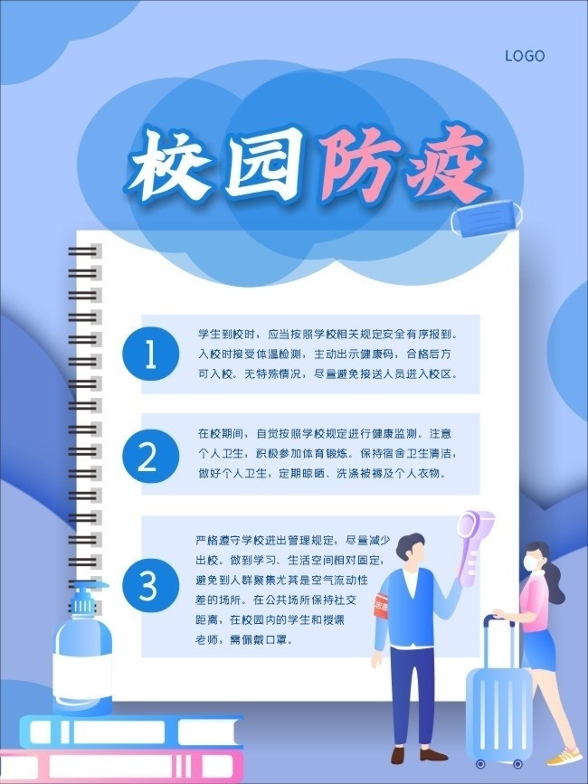 校园开学防疫宣传海报图片