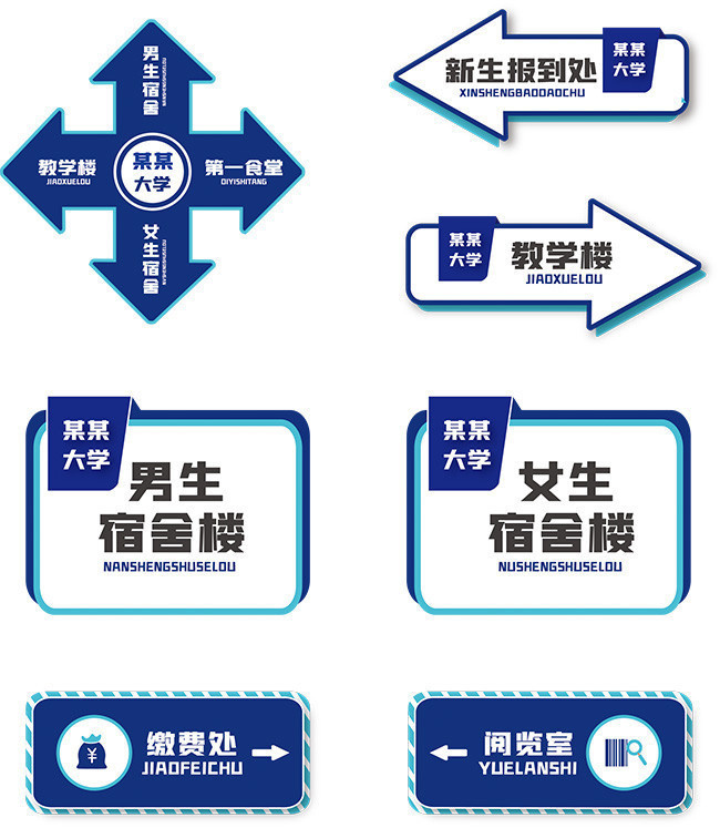 大学新生报到校园指示VI模板下载