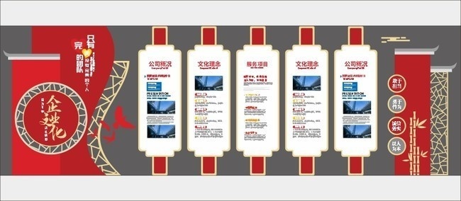中国风企业文化墙展板