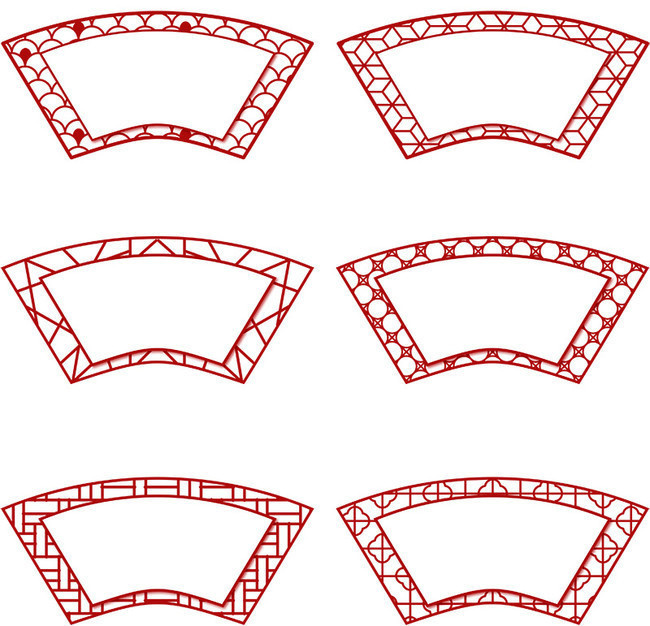 扇形古典中式花纹边框素材