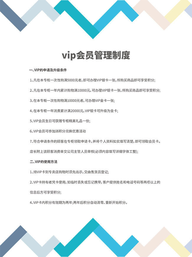 VIP会员管理制度挂图