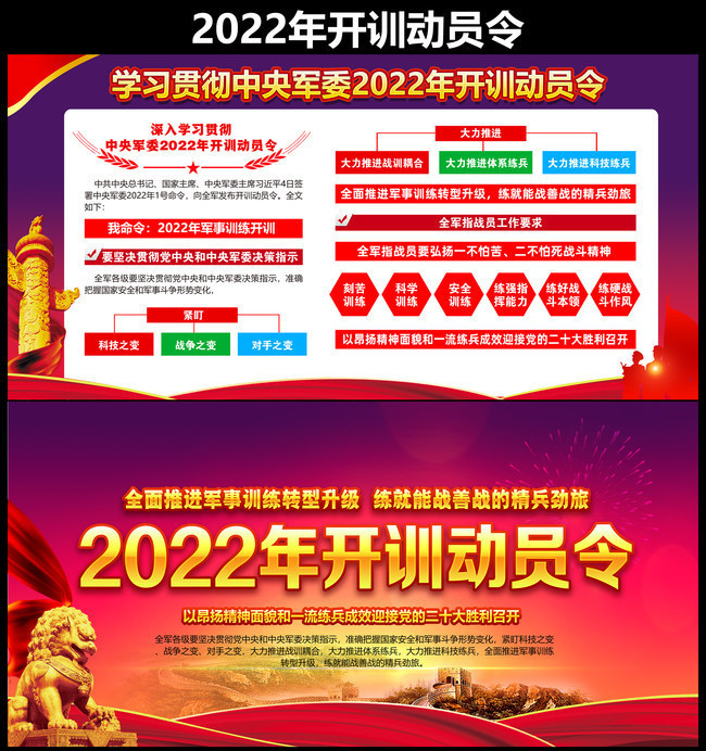 学习贯彻2022年开训动员令宣传栏图片