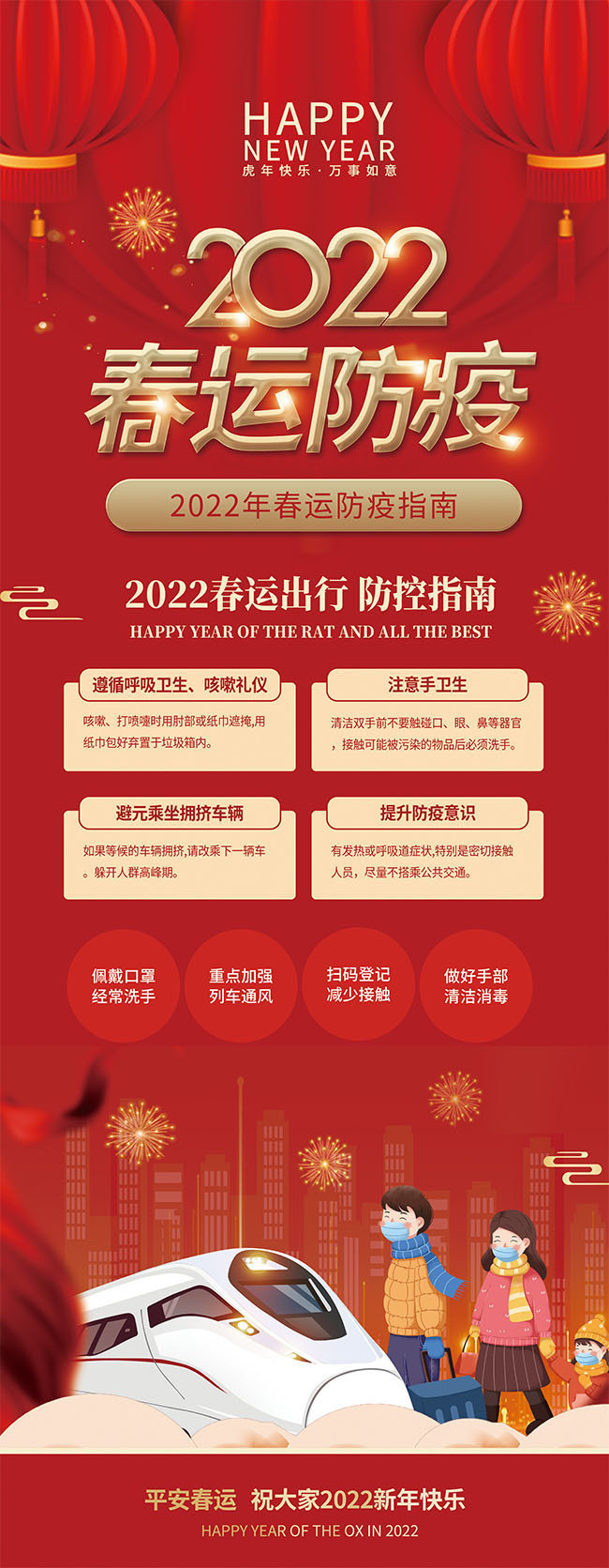 春运防疫2022虎年海报图片