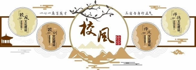 中国风校风文化墙展板